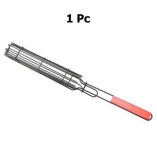 20" Large Kabob Grilling Baskets BBQ Grill Accessories Oak Handle