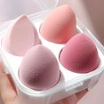 thumbnail image 1 of Esponjas de hojaldre, huevo de belleza 3d (4 piezas, serie rosa) con estuche, para polvo, crema o líquido oso de fresa  Hogar, 1 of 5