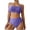 Purple, variant on Women's Solid‑Color High‑Waist Two‑Piece Bikini Set Padded Wire‑Free Loose Spaghetti Strap Split Swimsuit Purple S(S)