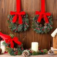thumbnail image 3 of 4 Pcs Mini Christmas Wreaths for Cabinet Kitchen Windows Decors Bulk with Red Bow Small Artificial Norfolk Farmhouse Wreaths with Berry Pine Cone for Fireplace Front Door Porch Wall Hanging, 3 of 6
