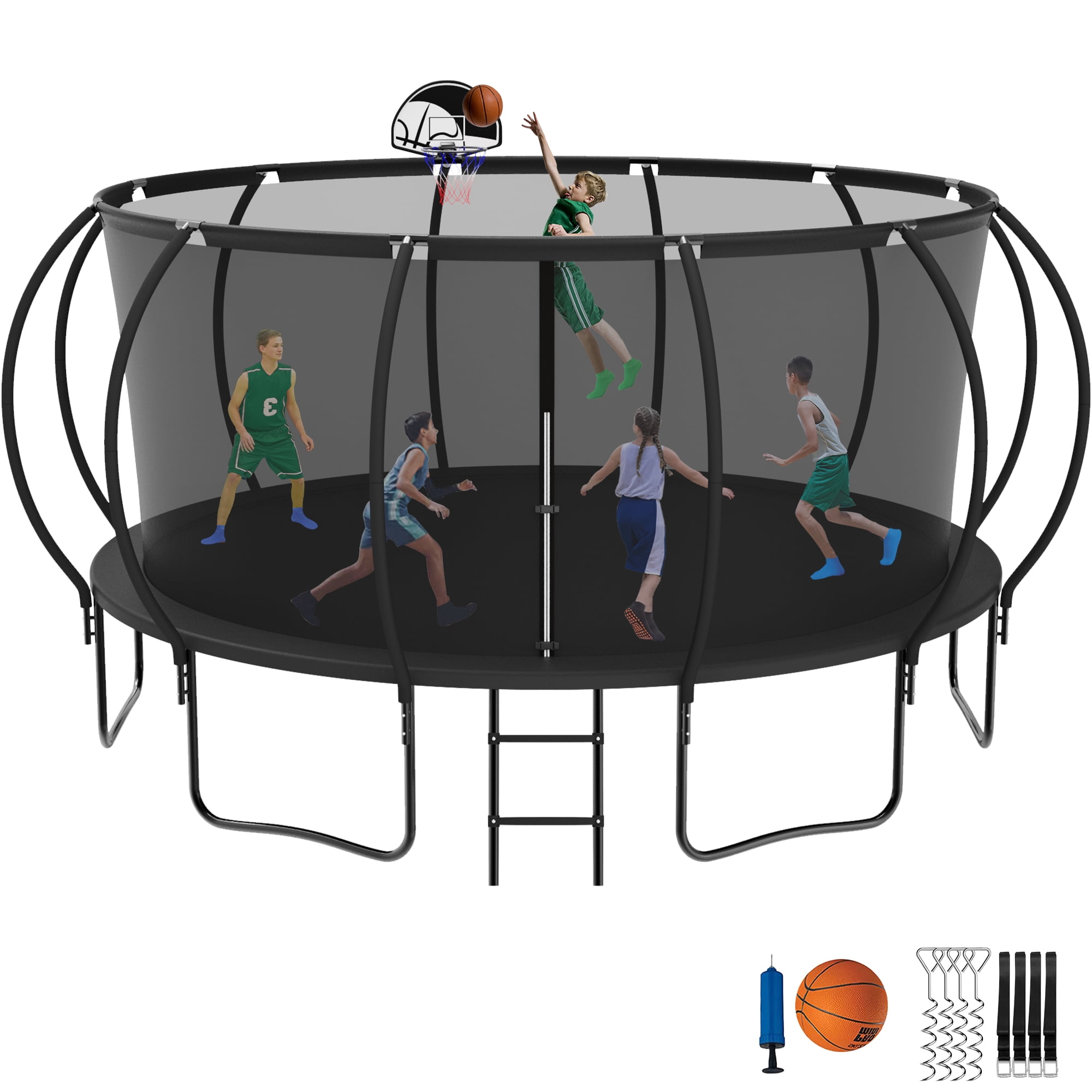 Jump Into Fun Trampoline with Enclosure, 15FT 1500LBS Trampoline for