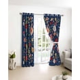 thumbnail image 3 of Navy Blue Flowers Blackout Curtains for Bedroom/Living Room, Thermal Insulated Kitchen Curtains, Spring Vintage Floral Leaves Farmhouse Grommet Darkening Window Treatment Drapes 52"x63"x2, 3 of 8