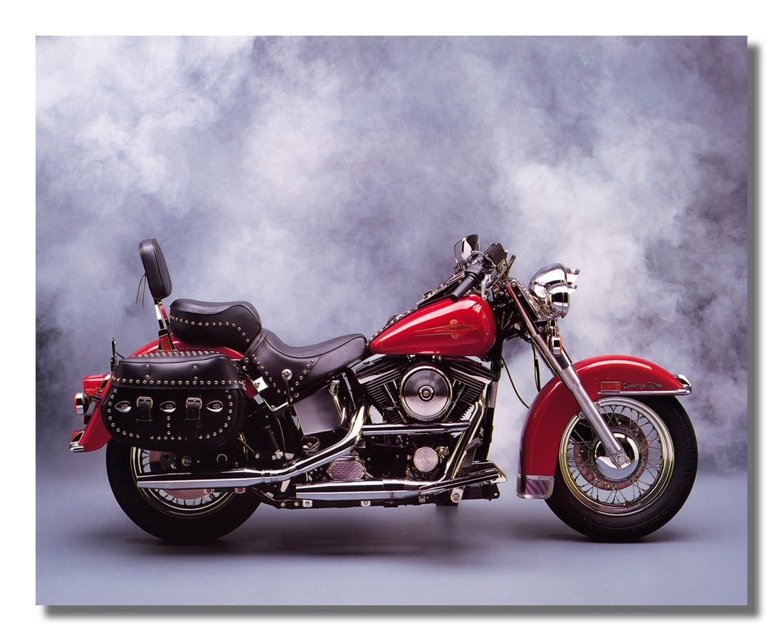 Red Harley Davidson Heritage Motorcycle Photo Wall Picture 8x10 Art Print 