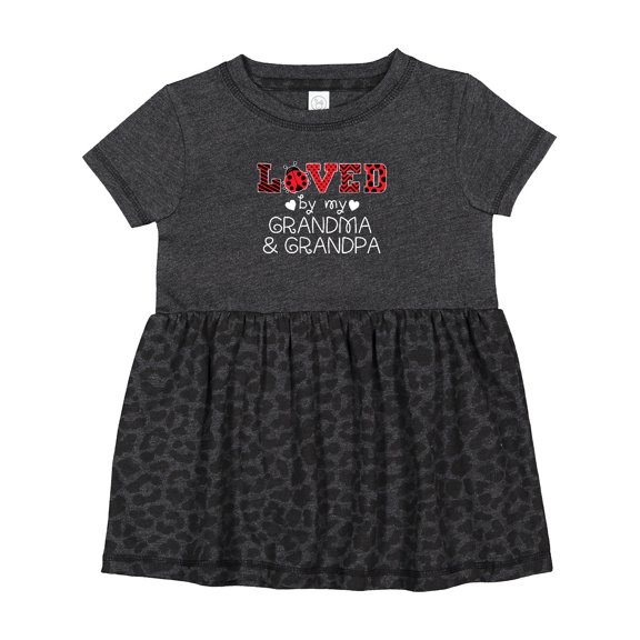 Inktastic Loved by My Grandma and Grandpa Cute Ladybug Girls Baby Dress
