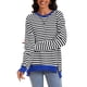 thumbnail image 2 of Sudadera de Rayas para Mujer ATHLECHIC Ajuste Holgado de Manga Larga Cuello Redondo Top S Negro Blanco, 2 of 4