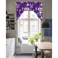 thumbnail image 4 of Purple Halloween Swag Valances for Windows, Small Curtains Drapes, Pumpkins Skull Mushroom Kitchen Window Curtains Over Sink Rod Pocket Window Treatment Valance for Bedroom/Bathroom 56"x36", 4 of 5