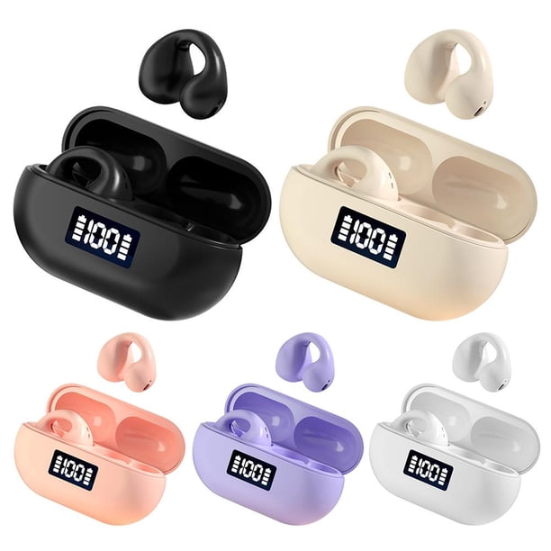 T75 Ear-Clip Auricular Pantalla digital Audífonos 5.3 compatibles con Bluetooth (rosa)