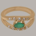 thumbnail image 4 of LBG British Made 18k Rose Gold Natural Emerald & Cultured Pearl Womens Band Ring - 33 size options - Size 11.5, 4 of 7