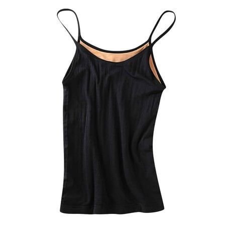 

ZXHACSJ Women s Plush Thickened Suspender Vest U Neck Bottoming Slimming Thermal Underwear Black