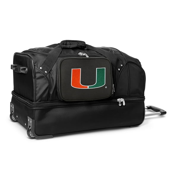 MOJO Miami Hurricanes Black 27'' 2-Wheel Drop Bottom Rolling Duffel Bag