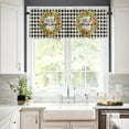 thumbnail image 2 of Valances for Windows, Hello Spring Rod Pocket Kitchen Curtains Valances 54x18inch Short Window Curtains for Kitchen/Bathroom, Small Kitchen Valances, Sunflower Floral Wreath Black White Lattice, 2 of 6