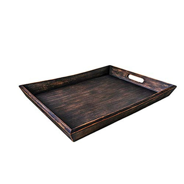 Ezdc Extra Large Ottoman Tray Coffee Table Wooden Dark Brown 20 X 15 5 Modern Esthetic Decorative Serving With Handles For Drinks And Food Com Ezdc Extra Large Ottoman Tray Coffee, Black Wooden Coffee Table Tray