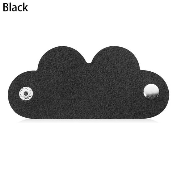 1Pcs Cartoon Leather Desktop Storage Earphone Cord Winder Cable Management Winder Tie Cable Winder Cord Organizer BLACK