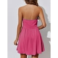 thumbnail image 5 of Women'S Bubble Mini Short Dress 2025 Summer Casual A Line Strapless Tube Top Sundress Trendy Smocked Dresses Rose Red M, 5 of 7