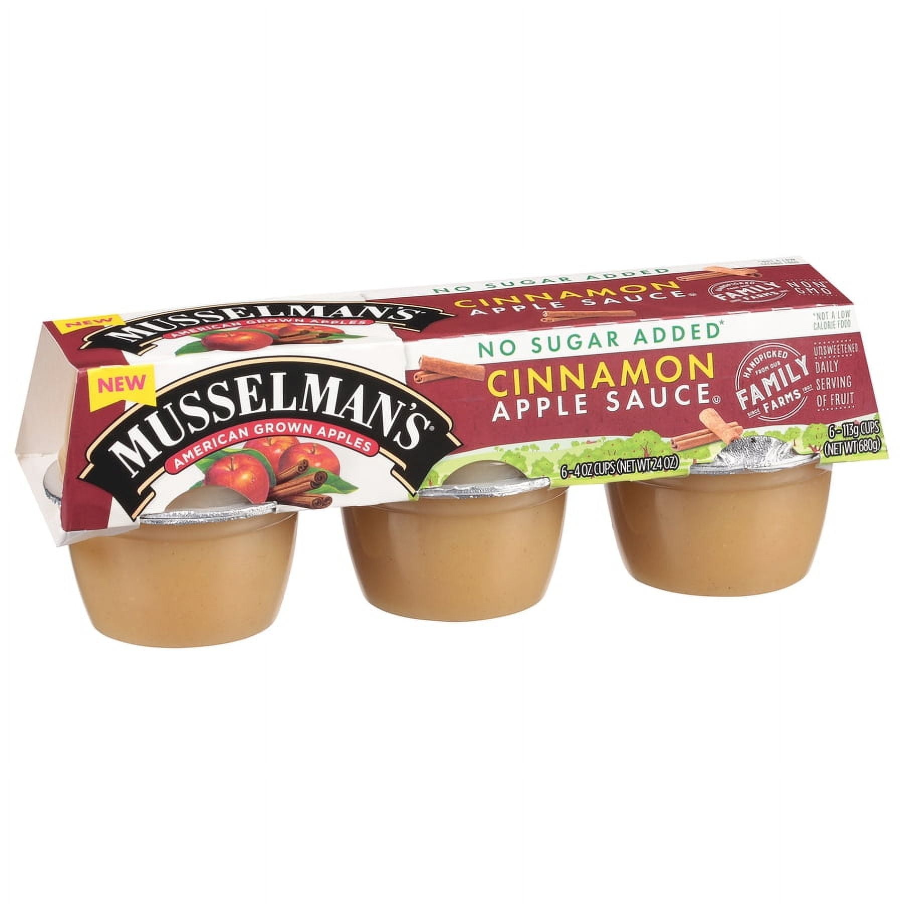 (12 pack) Musselman's No Sugar Added Cinnamon Applesauce 4oz, 6 count
