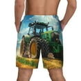thumbnail image 2 of Haiem Green Tractor Field Mens Swim Trunks with Compression Liner 2 in 1 Swimming Shorts Stretch Swimwear Quick Dry,Board Shorts-, 2 of 9