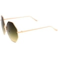 thumbnail image 3 of sunglassLA Female Oversize Metal Frame Slim Temple Gradient Lens Hexagon Sunglasses 63mm (Gold / Smoke Gradient) - 63mm, 3 of 4