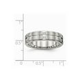 thumbnail image 6 of White Stainless Steel Ring Band Wedding Grooved Cubic Zirconia CZ, 6 of 6