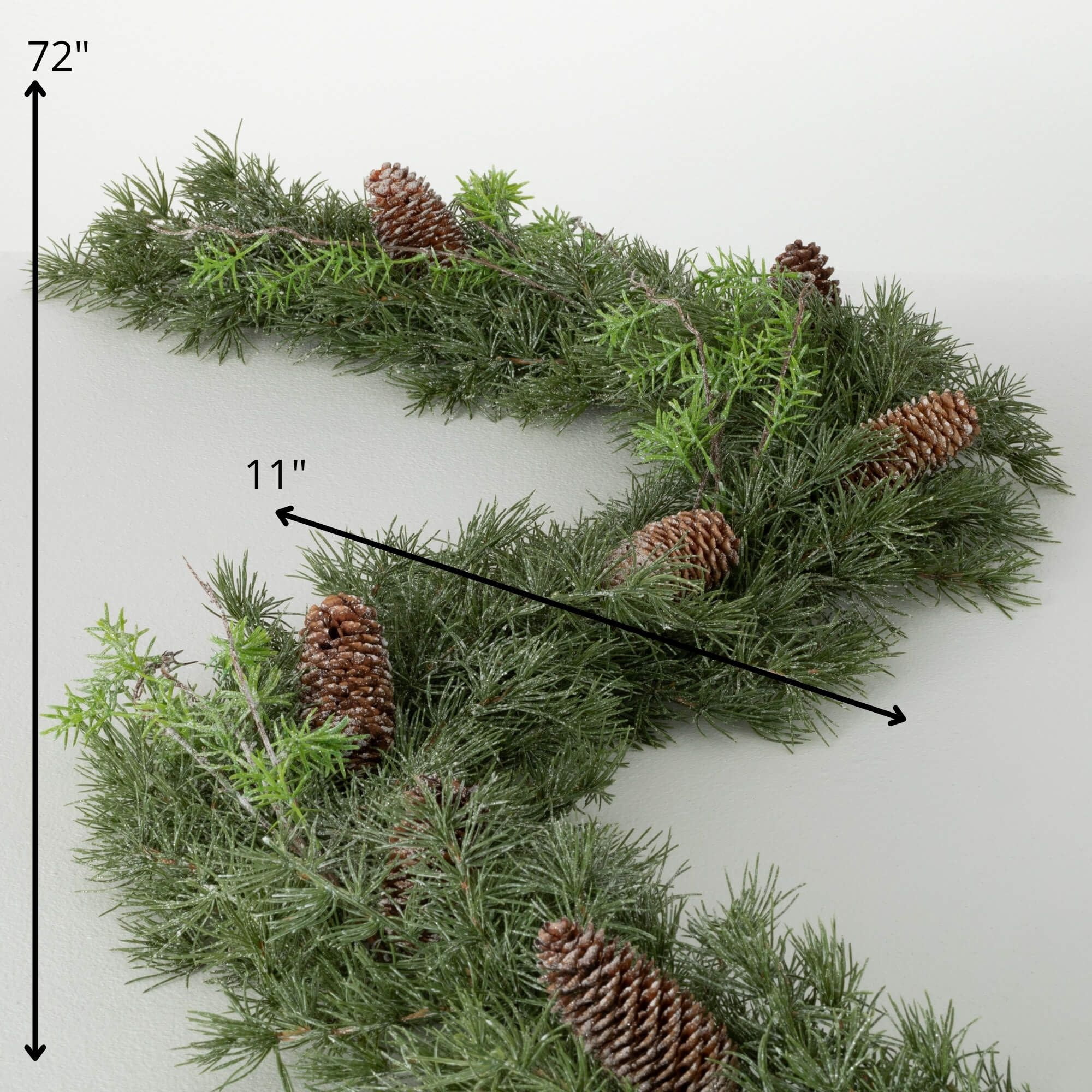 72"L Sullivans Artificial Soft Touch Dusted Pine Christmas Garland, Green