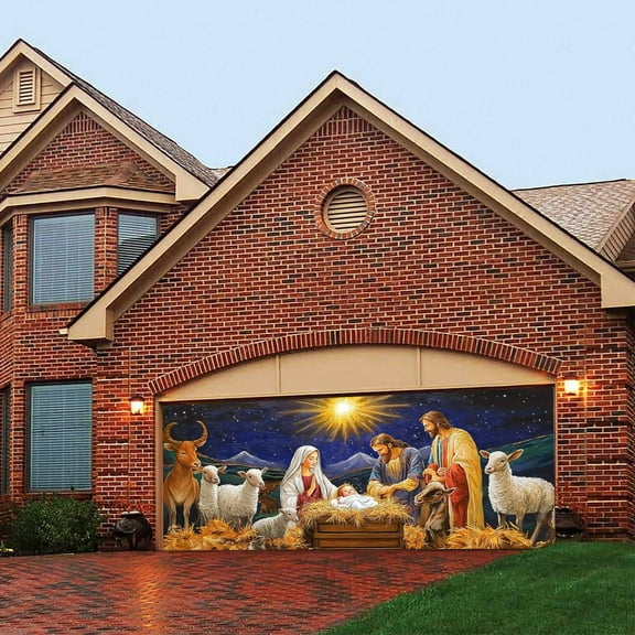 Christmas Garage Door Decorations Merry Christmas Garage Door Banner Cover Joy To The World Christmas for Xmas Holiday Party