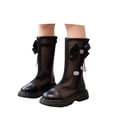 thumbnail image 3 of CAIXIA Girls Knee High Boots Riding Shoes Side Zipper Fashion Round Toe Comfortable Pu Leather Combat Boots Punk Goth Shoes School Shoes Waterproof Fall Winter Boot, 3 of 8