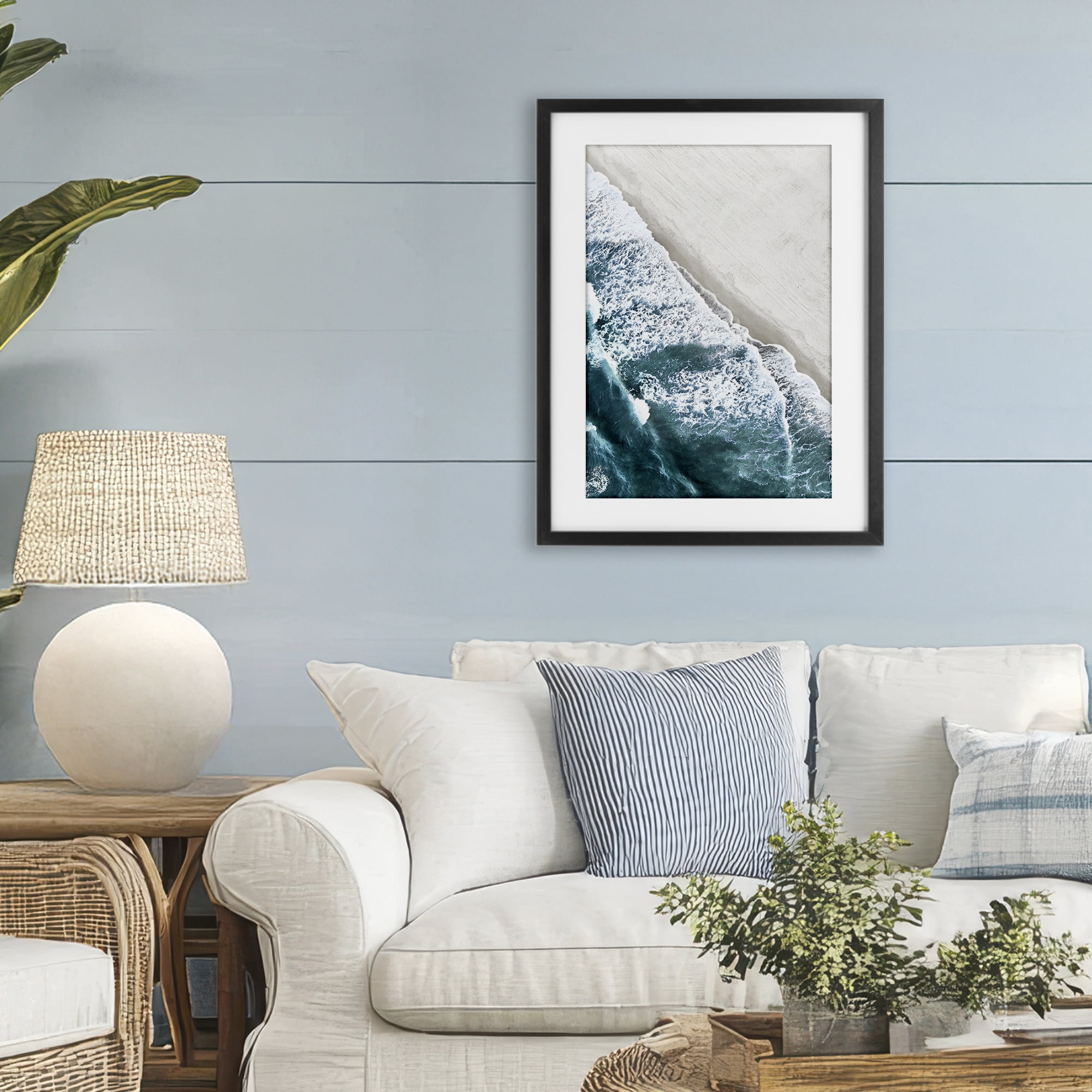Stupell Industries Corolla Beach Breezy Shoreline Black Framed Print Under Glass, design by Natalie Carpentieri
