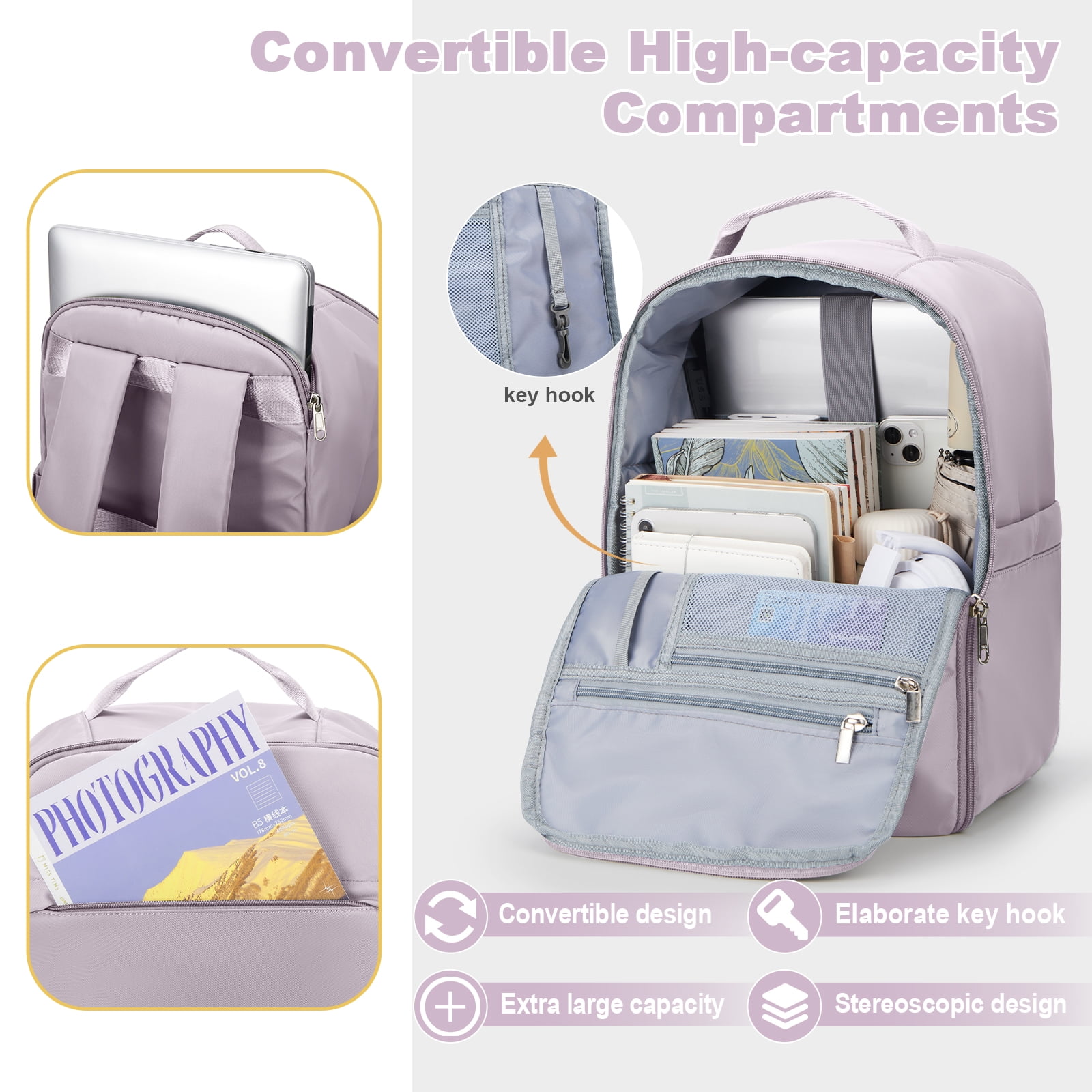 United Airline Approved Personal Item Travel Bag for Women, Underseat Luggage Carry On Backpack for Men, Cabin Size Waterproof Laptop Backpack, Mochila De Viaje, Rucksack Casual Daypack, Purple