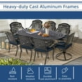 thumbnail image 6 of 9-Piece Patio Cast Aluminum Dining Set, 8 Person Outdoor Dining Furniture Set, includes 6 Stationary, 2 Swivel Dining Chairs, 84" Oval Table w/Umbrella Hole for Patio Garden, Navy Blue, 6 of 8