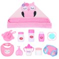 thumbnail image 6 of ZITA ELEMENT Baby Doll Accessories for 12-18 Inch Dolls, 13 pcs Changing & Bathtime Set with Owl Swaddle, Bottle, Toy, Bib, Diaper, Pretend Bath & Caring & Feeding Supplies, 6 of 7