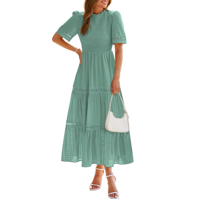 Vestido de verano DOWERME casual bohemio con volantes huecos
