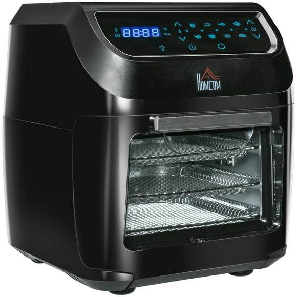HOMCOM Air Fry Oven, 12Qt 8 In 1 Countertop Oven Combo with Air Fry, Roast, Broil, Bake and Dehydrate, 1700W with Accessories and LED Display, Black