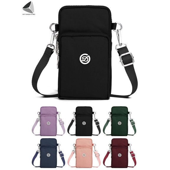 PULLIMORE Womens Small Crossbody Shoulder Bags Casual Nylon Phone Purse Handbag Wallet (Black)