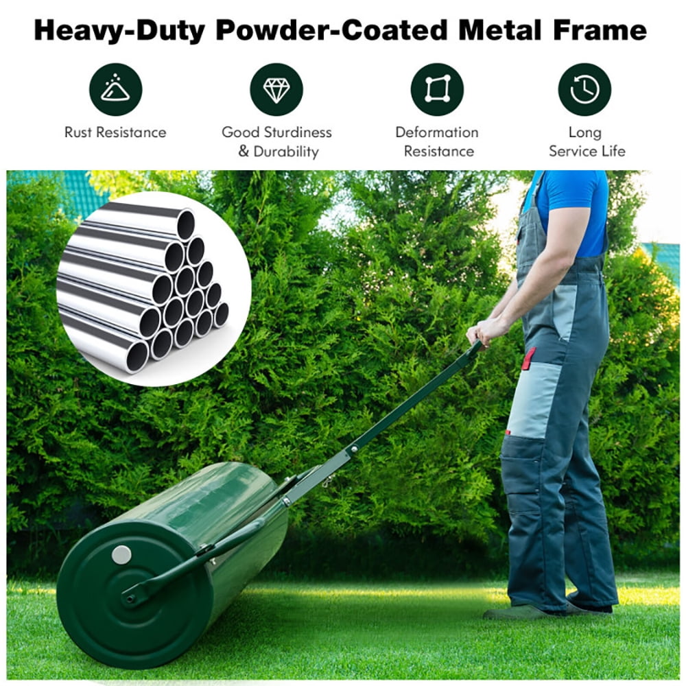 Resenkos Manual Lawn Aerator, Aerator Lawn Tool,39 Inch Wide Push/Tow Lawn Roller-Green