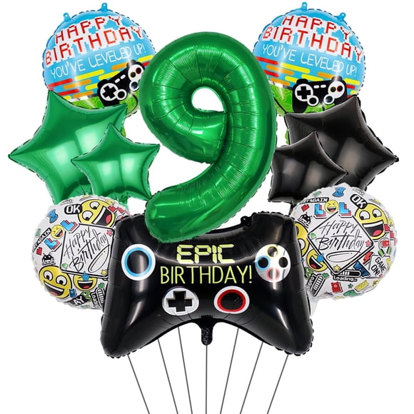 Set de globos para videojuegos, decoración de fiesta de cumpleaños para niños de 9 años