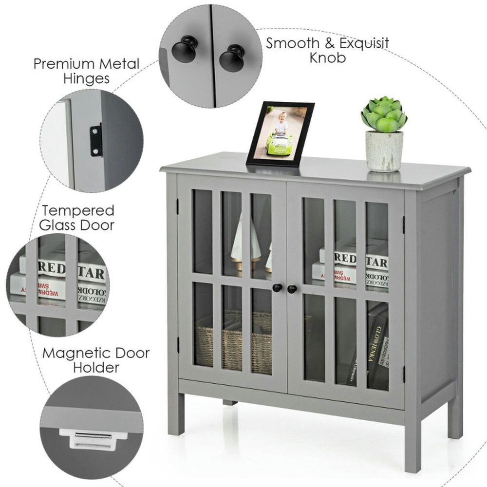 Finihen Kitchen Storage Cabinet, Buffet Sideboard, Glass Door Sideboard Console Storage Buffet Cabinet, for Dining Room, Kitchen, Living Room, Gray Finihen Kitchen Storage Cabinet, Buffet Sideboard, Glass Door Sideboard Console Storage Buffet Cabinet, for Dining Room, Kitchen, Living Room, Gray