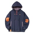 thumbnail image 2 of Fleeced Lined Pullover for Men Long Sleeve Drawstring Hooded Sweatshirt Plaid Lining Pullovers with Pockets Fall Winter Warm Sweatshirts, 2 of 3