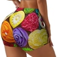 thumbnail image 2 of Fotbe Brightly Colored Cupcakes Seamless Shorts, Womens Workout Shorts High Waist Stretch Booty Short for Gym/Yoga/Running/Biking-, 2 of 9