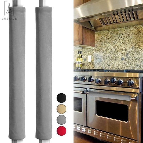 GustaveDesign 2 Pieces Refrigerator Door Handle Covers, Kitchen Appliance Decor Handles Antiskid Anti-Static Protector Perfect for Grill,Dishwasher "Gray"