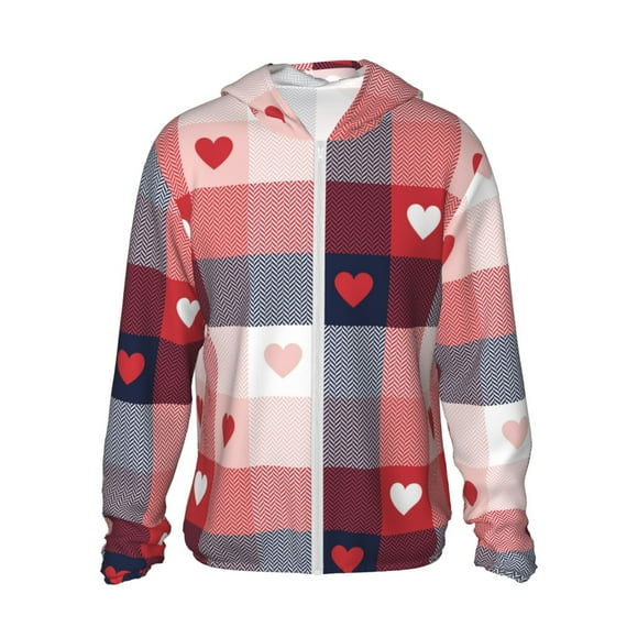 Vsdgher Sweat à Capuche Imprimé Cœur pour Hommes et Femmes, Protection Solaire à Manches Longues pour la Pêche et la Course, Taille TTG