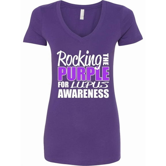 Inktastic Rocking the Purple for Lupus Awareness Women's V-Neck T-Shirt