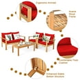 thumbnail image 6 of Costway 4PCS Patio Furniture Set Acacia Wood Thick Cushion Loveseat Sofa Red, 6 of 8