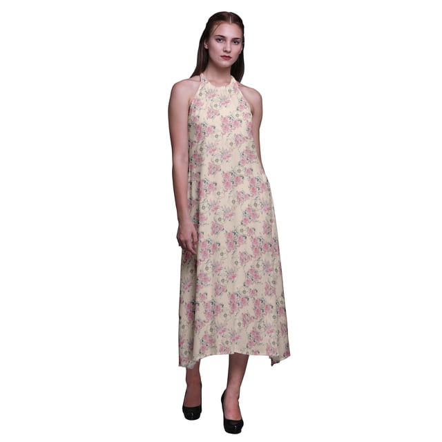 Bimba Robe de Plage d'Été pour Femmes à Dos Nu Imprimé Floral - Grande