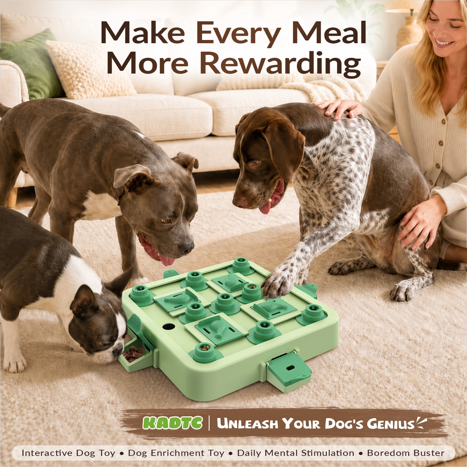 KADTC Dog Chess Puzzle Toy, Large Size, 3 Levels of Step-by-Step Challenge, Beginner to Advanced Slow Feeder & Mental Stimulation for Smart Dogs Enrichment Toys