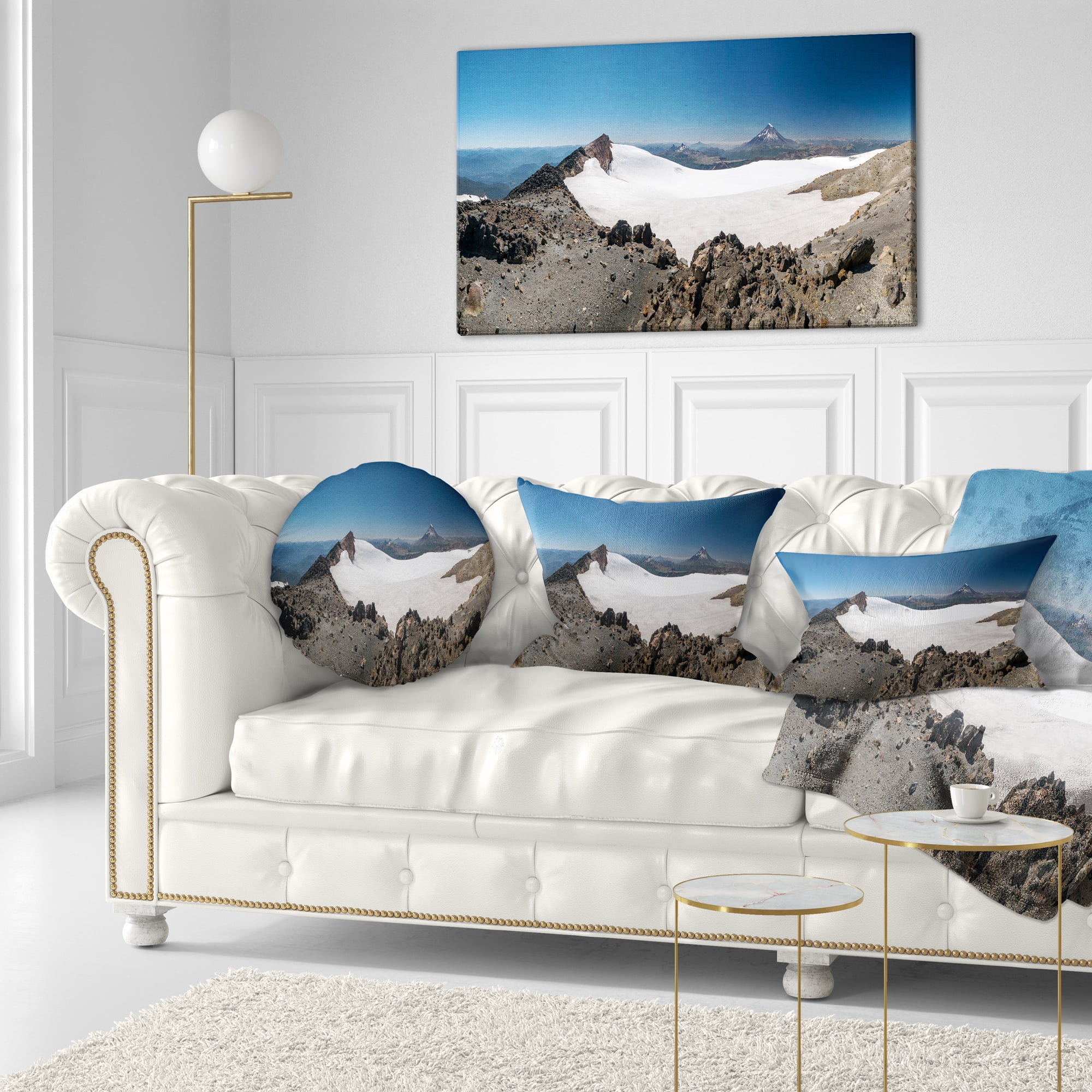 Designart Hiking to Vulkan Quetrupillan - Landscape Printed Throw Pillow - 12x20