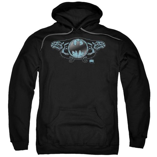 Batman & Two Gargoyles Logo Sweat à Capuche Adulte, Noir - 4X