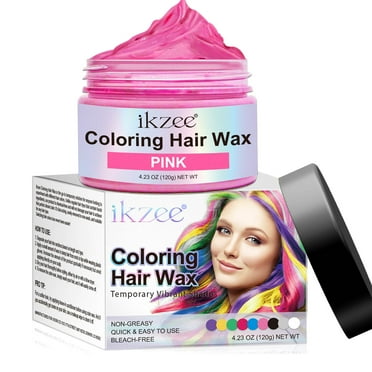 Ikzee Coloring Hair Wax, Temporary Quick Dry Dye Hair Wax, Help Shape Hair, Easy To Wash, Suitable For Festivals, Parties, Cosplay, 4.23 OZ - Pink