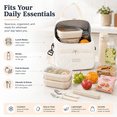 thumbnail image 5 of Double Layer Insulated Lunch Bag, Multi Functional Portable Tote Handbag, Leakproof Thermal Food Container Bag for Work Picnic Travel Outdoor Office Lunch Box Carrier, Beige, 5 of 7