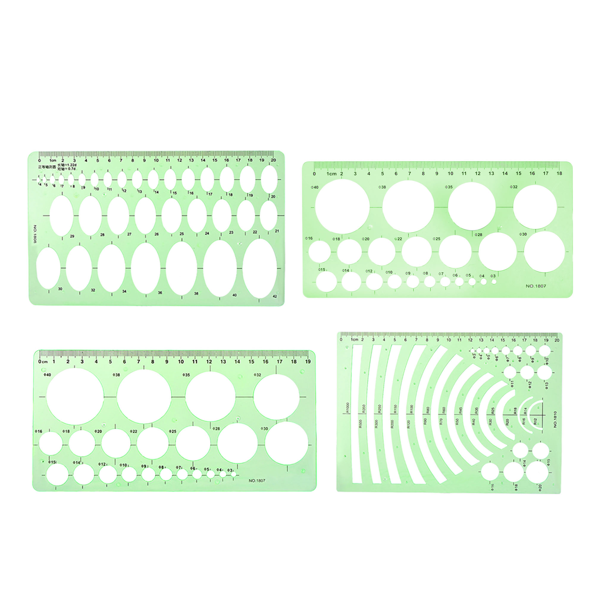 18cm 20cm 23cm Geometric Drawing Template Set Measuring Ruler for