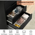 thumbnail image 5 of TUSY 5-Drawer Organizer with Bottom Cabinet Storage, Tall Chest of Drawers with Caster Wheels, Storage Cabinet for Home Office, Black, 5 of 7