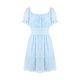 thumbnail image 1 of VISgogo Vestido casual de manga corta para mujer, a la moda, de color sólido, cuello barco, con lazo, sin espalda, vestido acampanado VISgogo moda, 1 of 9